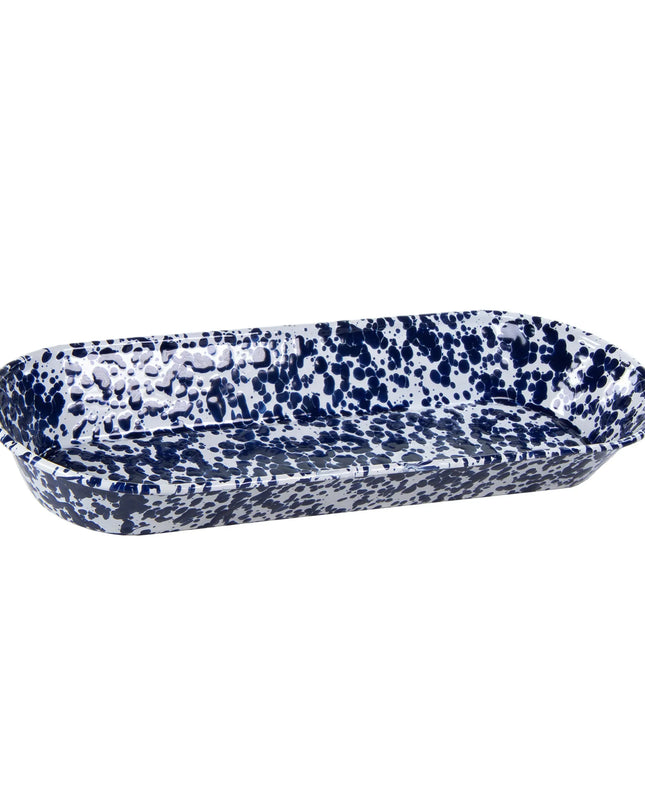 CB10 - Cobalt Swirl Oval Basket - Golden Rabbit Enamelware