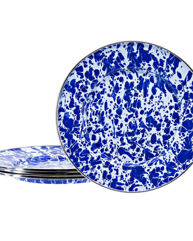 CB11S4 - Cobalt Swirl Sandwich Plates - Set of 4 - Golden Rabbit Enamelware