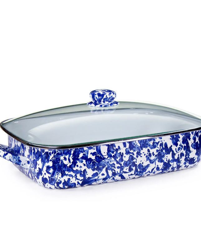 CB15 - Cobalt Swirl Roasting Pan - Golden Rabbit Enamelware