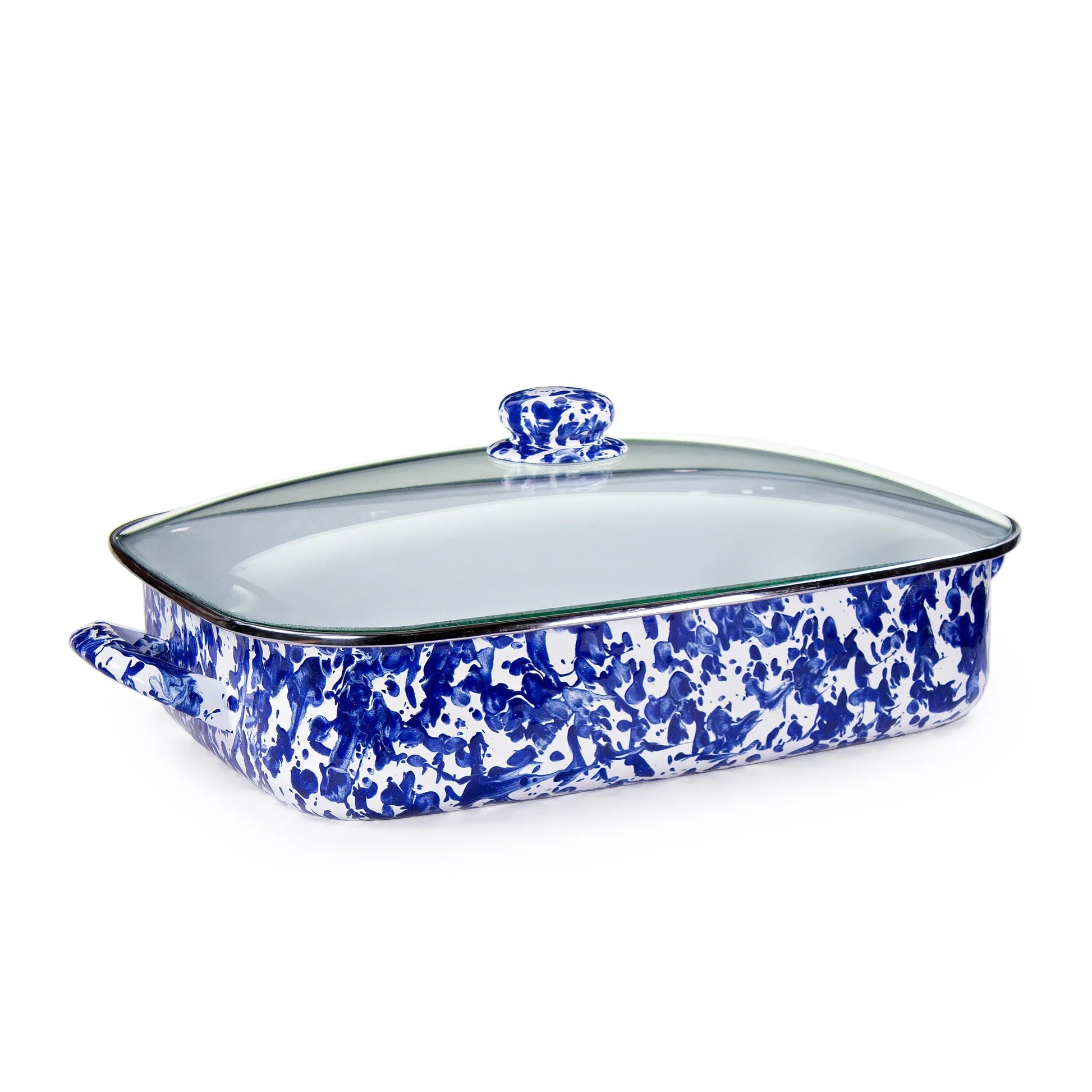 CB15 - Cobalt Swirl Roasting Pan - Golden Rabbit Enamelware