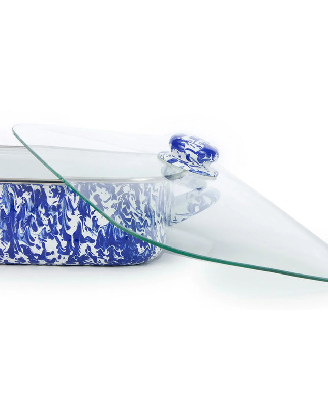 CB15 - Cobalt Swirl Roasting Pan - Golden Rabbit Enamelware