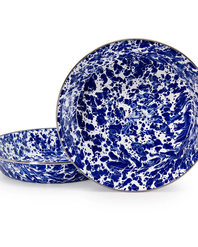 CB17 - Cobalt Swirl Pie Plate - Golden Rabbit Enamelware
