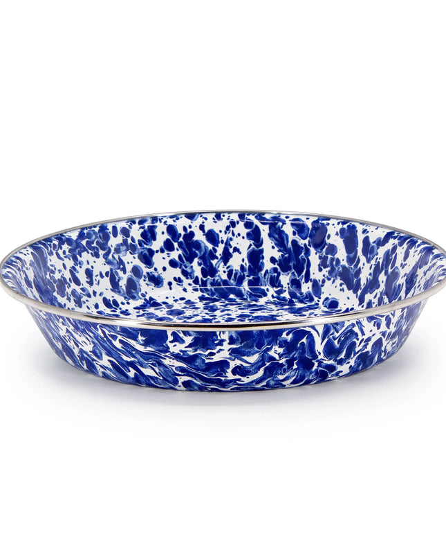 CB17 - Cobalt Swirl Pie Plate - Golden Rabbit Enamelware
