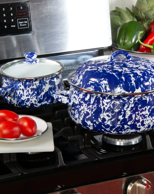 CB31 - Cobalt Swirl Dutch Oven - Golden Rabbit Enamelware