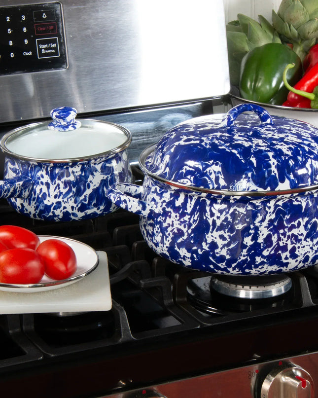 CB31 - Cobalt Swirl Dutch Oven - Golden Rabbit Enamelware