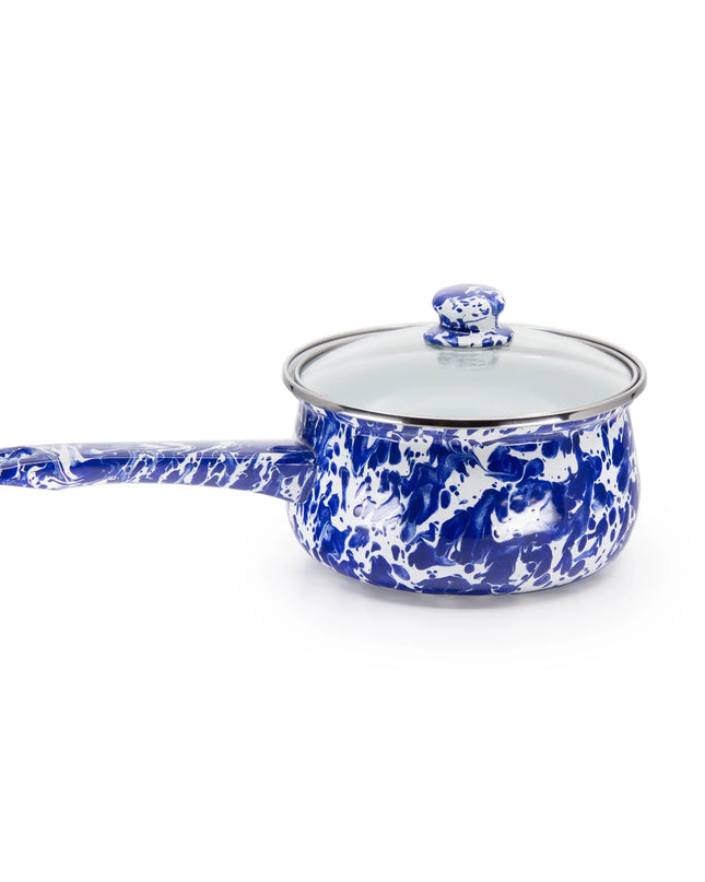 CB19 - Cobalt Swirl Sauce Pan - Golden Rabbit Enamelware