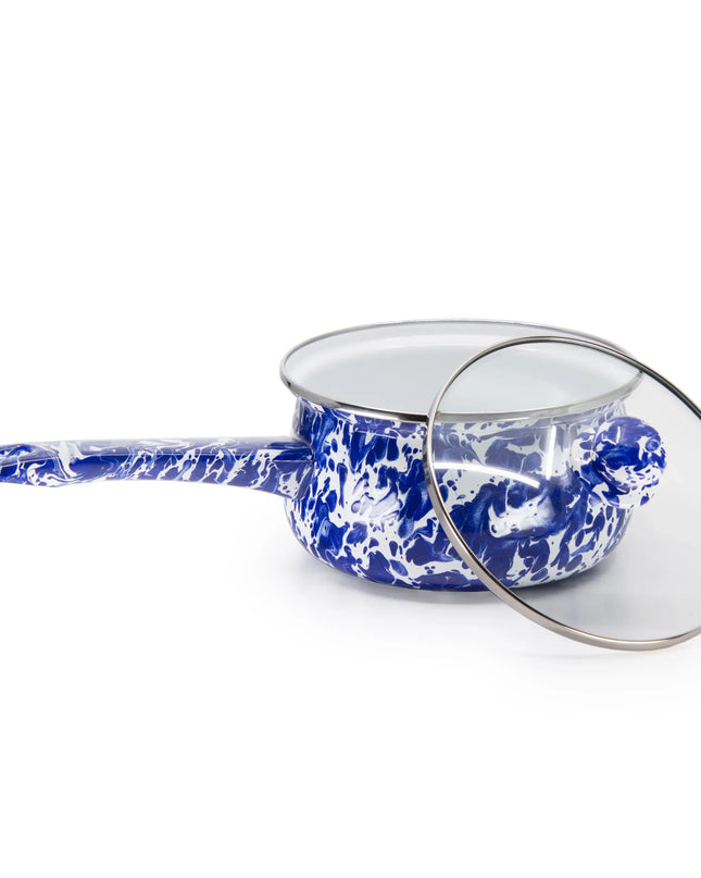 CB19 - Cobalt Swirl Sauce Pan - Golden Rabbit Enamelware