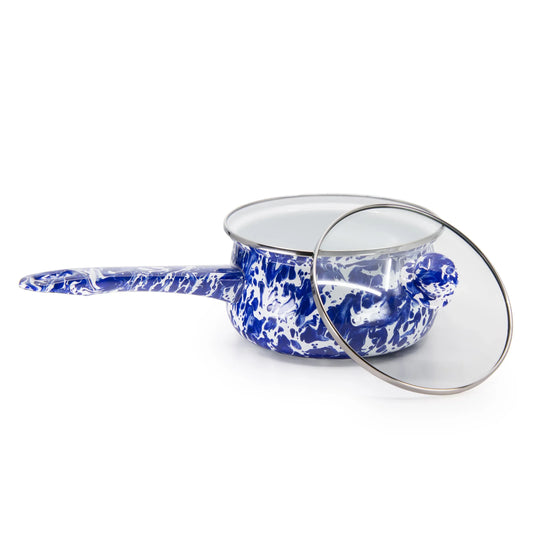 CB19 - Cobalt Swirl Sauce Pan - Golden Rabbit Enamelware
