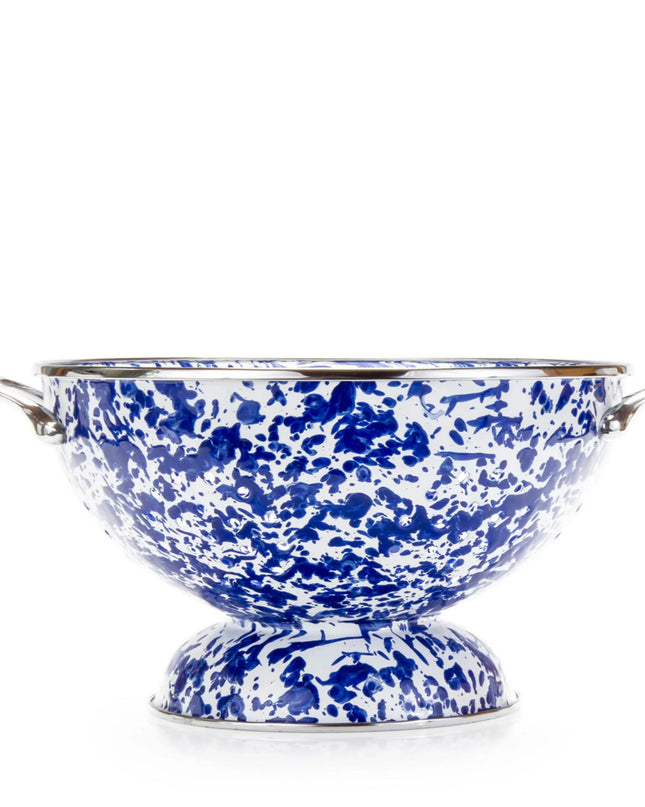 CB25 - Cobalt Swirl Large Colander - Golden Rabbit Enamelware