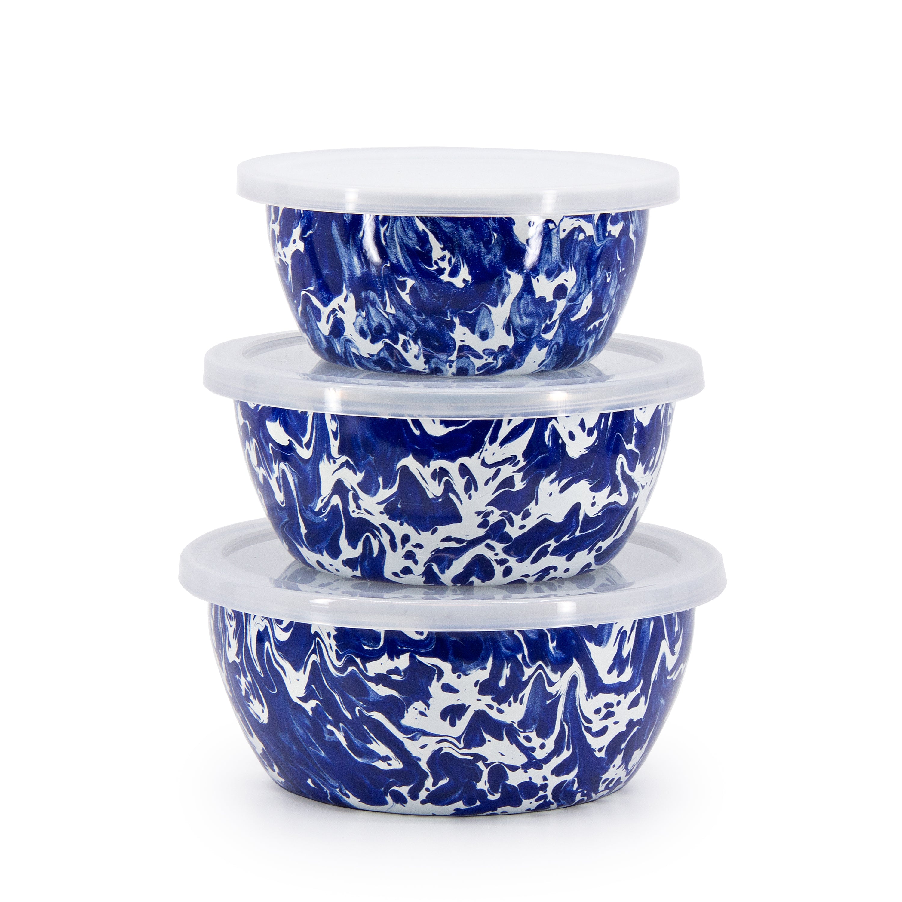 Enamelware Collection(TM) Mixing Bowls, Set of 3 Enamel Coated Steel 1.5  Qt, 3.25 Qt & 5.25 Qt - The Fancy Frog Boutique