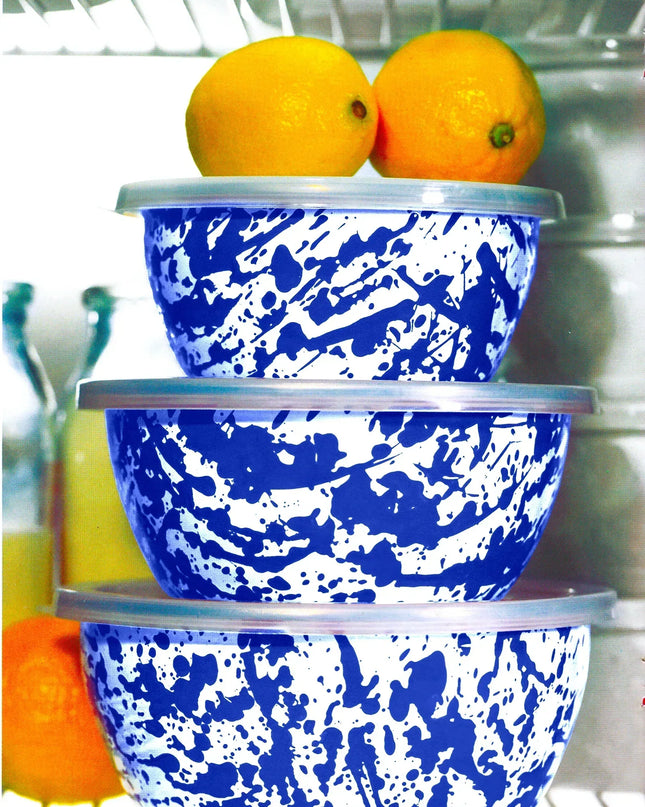 CB30 - Cobalt Swirl Nesting Bowls - Golden Rabbit Enamelware