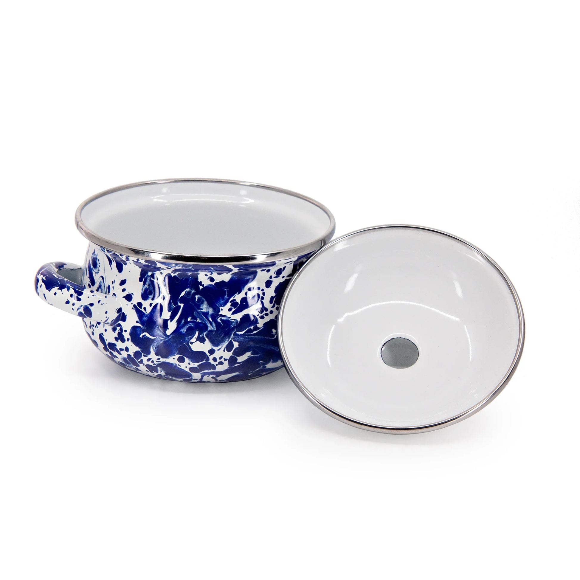 CB32S2 - Cobalt Swirl Petite Tureens - Set of 2 - Golden Rabbit Enamelware