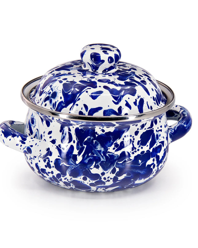 CB32S2 - Cobalt Swirl Petite Tureens - Set of 2 - Golden Rabbit Enamelware