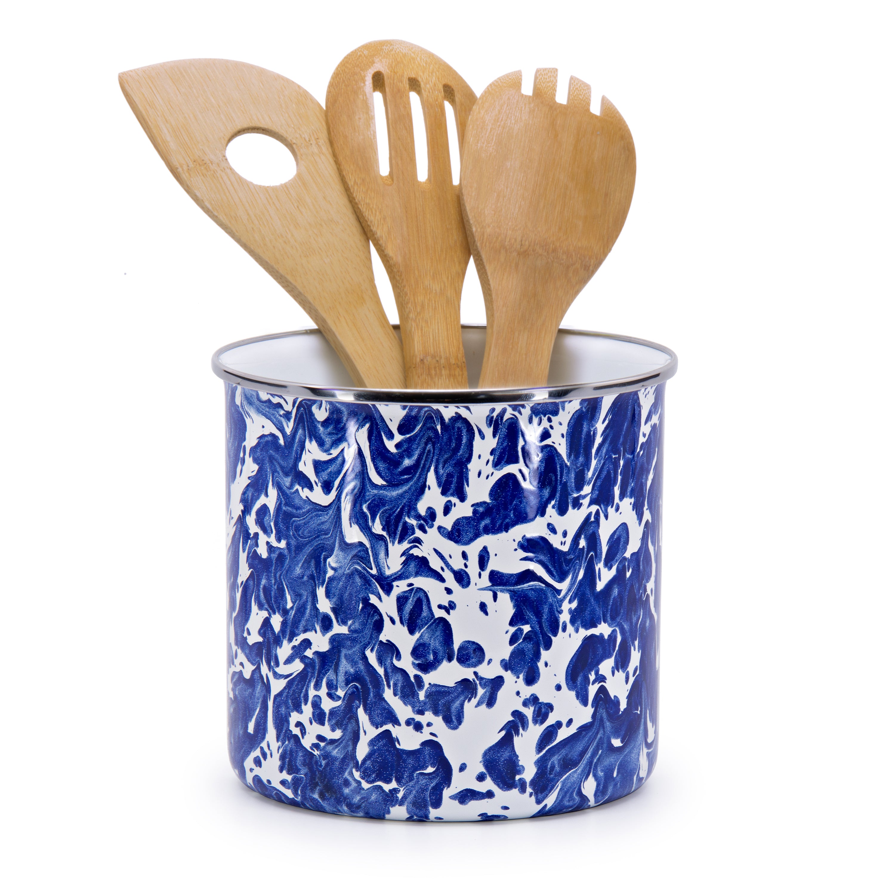 Golden Rabbit Cobalt Swirl Enamelware Collection Utensil Holder - Blue