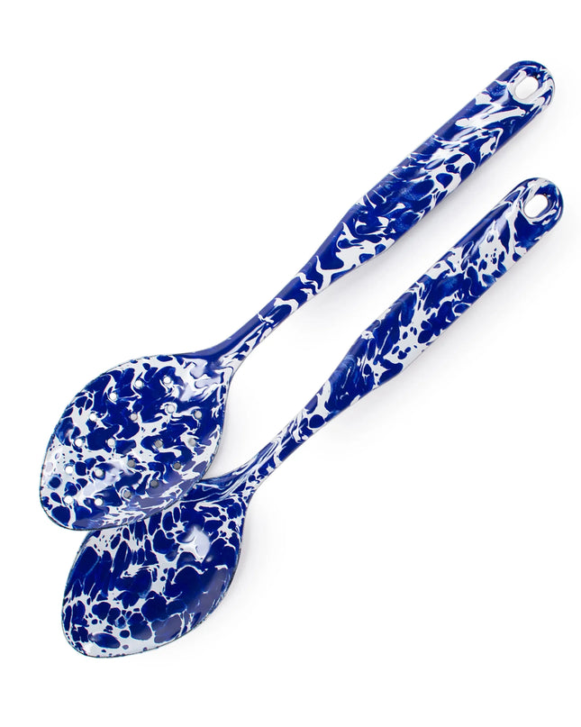CB48 - Cobalt Swirl Spoon Set - Golden Rabbit Enamelware