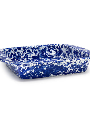 CB53 - Cobalt Swirl Brownie Pan - Golden Rabbit Enamelware