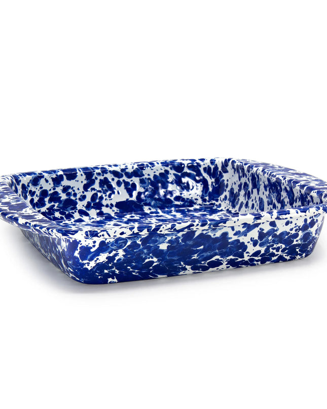CB53 - Cobalt Swirl Brownie Pan - Golden Rabbit Enamelware