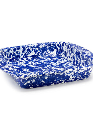 CB53 - Cobalt Swirl Brownie Pan - Golden Rabbit Enamelware