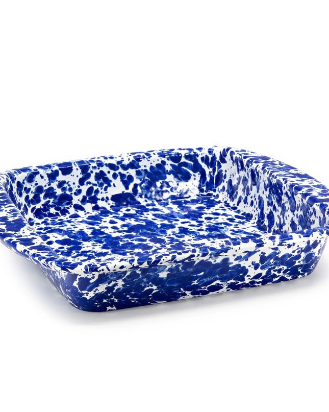 CB53 - Cobalt Swirl Brownie Pan - Golden Rabbit Enamelware
