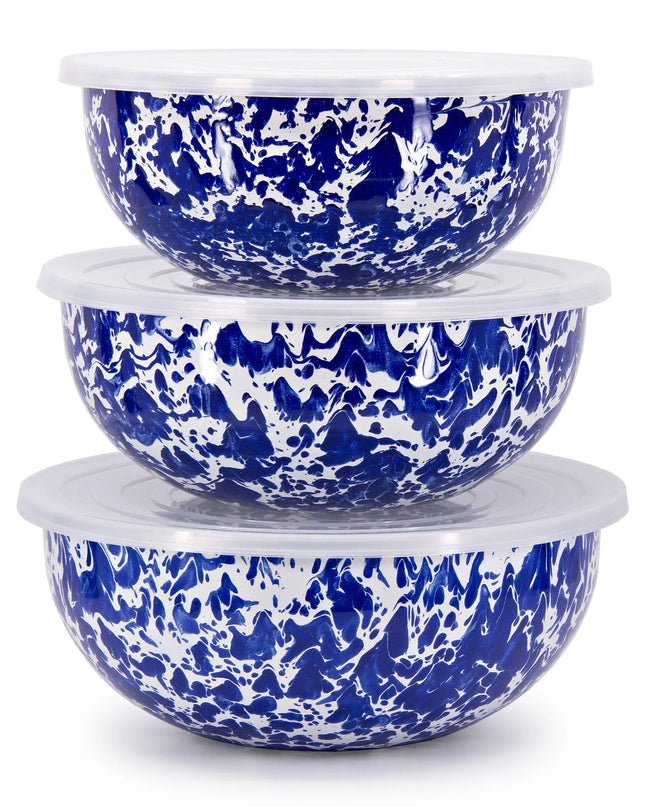 CB54 - Cobalt Swirl Mixing Bowls - Golden Rabbit Enamelware