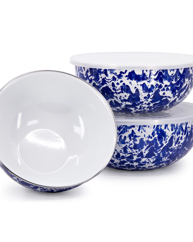 CB54 - Cobalt Swirl Mixing Bowls - Golden Rabbit Enamelware
