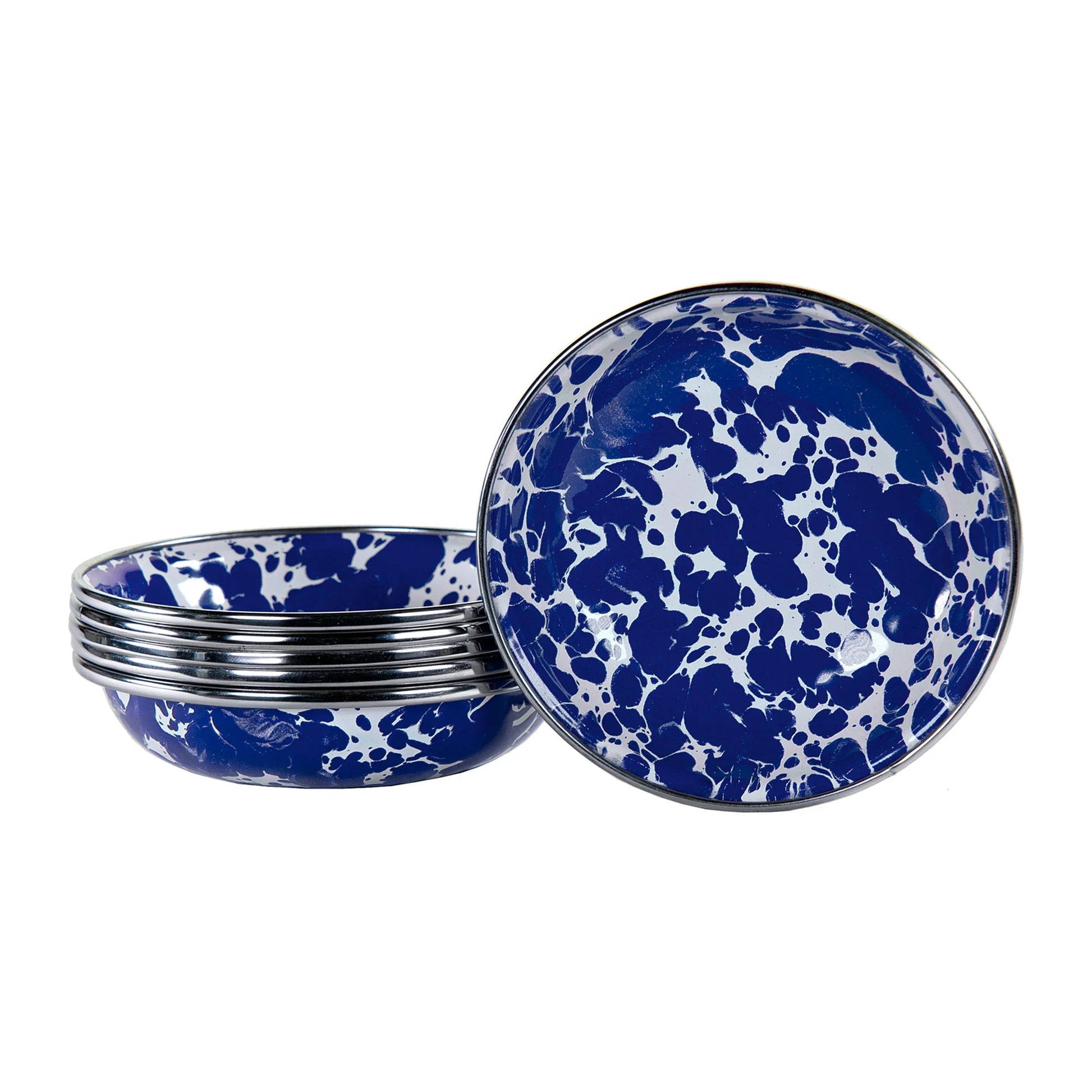 CB59S6 - Cobalt Swirl Tasting Dishes - Set of 6 - Golden Rabbit Enamelware