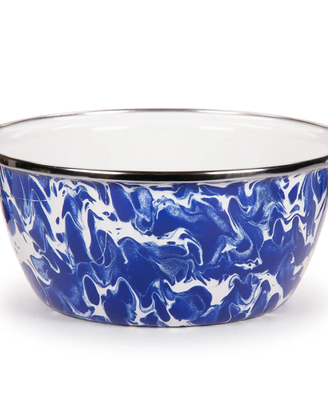 CB61S4 - Cobalt Swirl Salad Bowls - Set of 4, Cobalt - Golden Rabbit Enamelware
