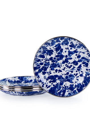 CB62S4 - Cobalt Swirl Appetizer Plates- Set of 4 - Golden Rabbit Enamelware