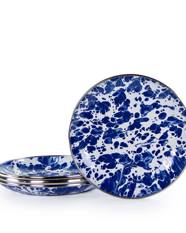 CB62S4 - Cobalt Swirl Appetizer Plates- Set of 4 - Golden Rabbit Enamelware