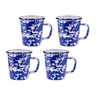 Cobalt  Swirl 16 oz Latte Mugs - Set of 4
