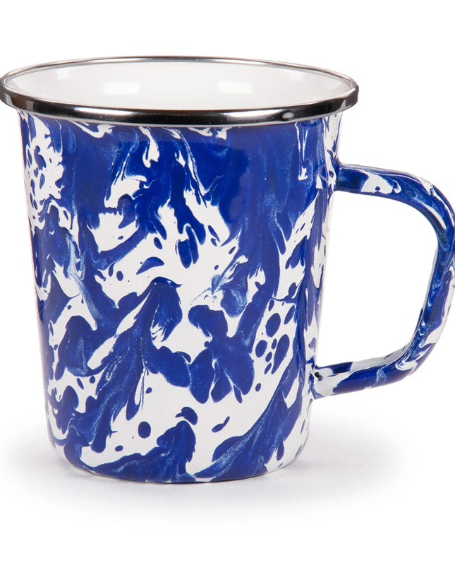 CB66S4 - Cobalt Swirl 16 oz Latte Mugs - Set of 4 - Golden Rabbit Enamelware