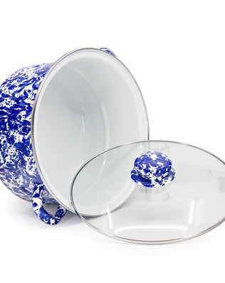 CB72 - Cobalt Swirl 6 Qt Stock Pot - Golden Rabbit Enamelware