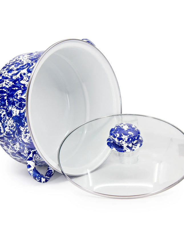 CB72 - Cobalt Swirl 6 Qt Stock Pot - Golden Rabbit Enamelware