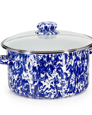 CB72 - Cobalt Swirl 6 Qt Stock Pot - Golden Rabbit Enamelware