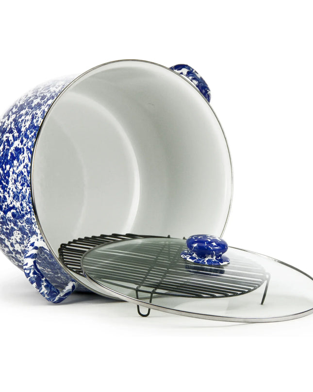 CB75 - Cobalt Swirl 18 Qt Stock Pot - Golden Rabbit Enamelware