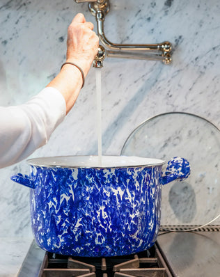 CB75 - Cobalt Swirl 18 Qt Stock Pot - Golden Rabbit Enamelware