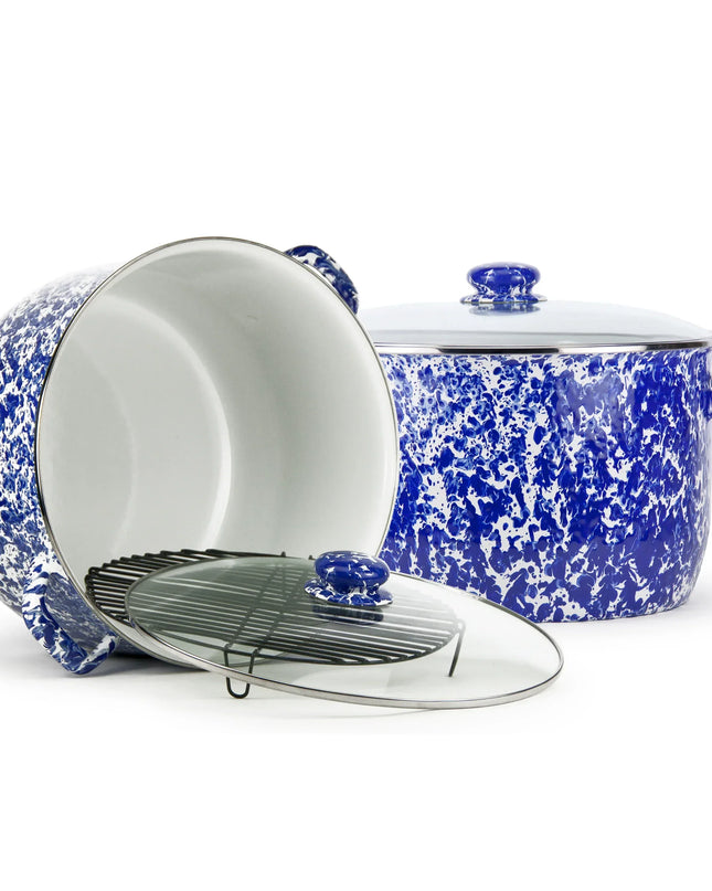 CB75 - Cobalt Swirl 18 Qt Stock Pot - Golden Rabbit Enamelware