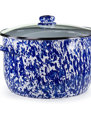 CB75 - Cobalt Swirl 18 Qt Stock Pot - Golden Rabbit Enamelware