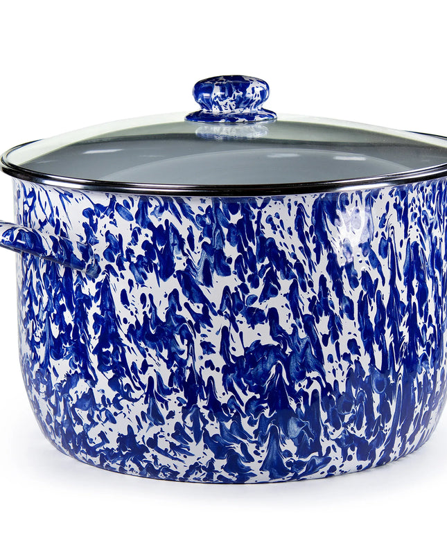 CB75 - Cobalt Swirl 18 Qt Stock Pot - Golden Rabbit Enamelware