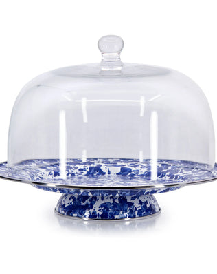 CB76 - Swirl Cake Plate, Cobalt - Golden Rabbit Enamelware