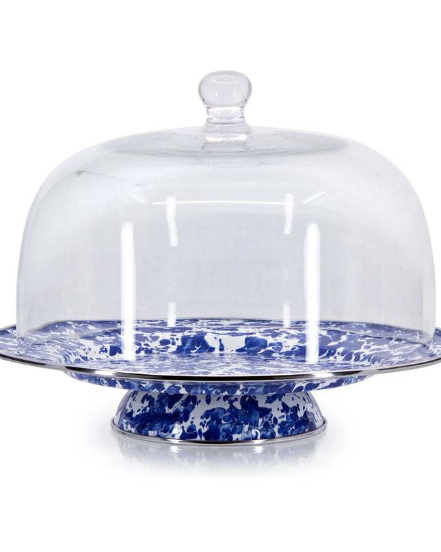 CB76 - Swirl Cake Plate, Cobalt - Golden Rabbit Enamelware