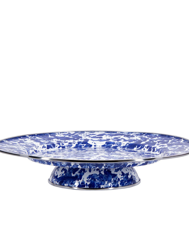 CB76 - Swirl Cake Plate, Cobalt - Golden Rabbit Enamelware