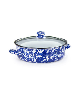 CB79 - Cobalt Swirl Small Saute Pan - Golden Rabbit Enamelware