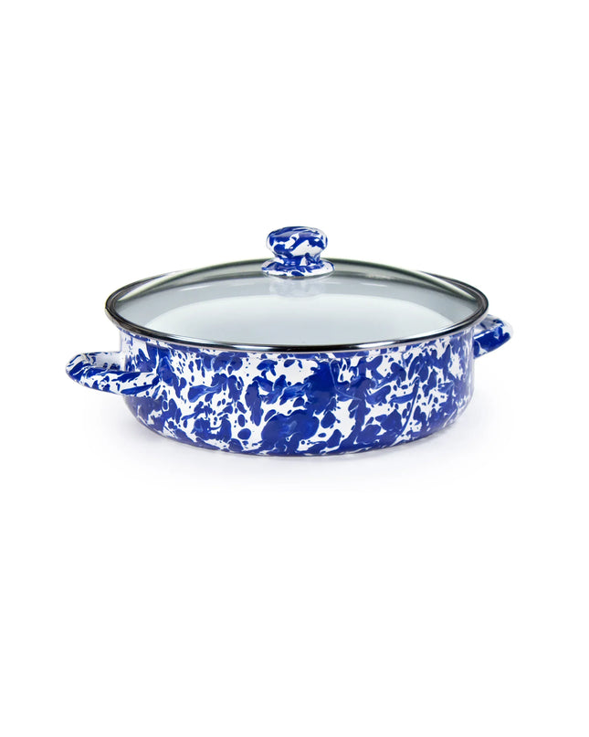 CB79 - Cobalt Swirl Small Saute Pan - Golden Rabbit Enamelware