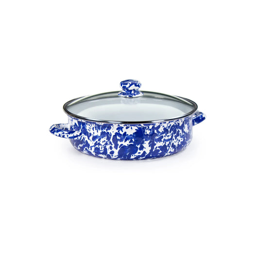 CB79 - Cobalt Swirl Small Saute Pan - Golden Rabbit Enamelware