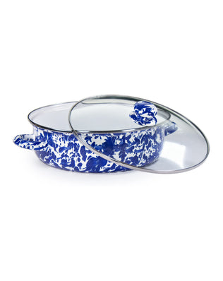 CB79 - Cobalt Swirl Small Saute Pan - Golden Rabbit Enamelware