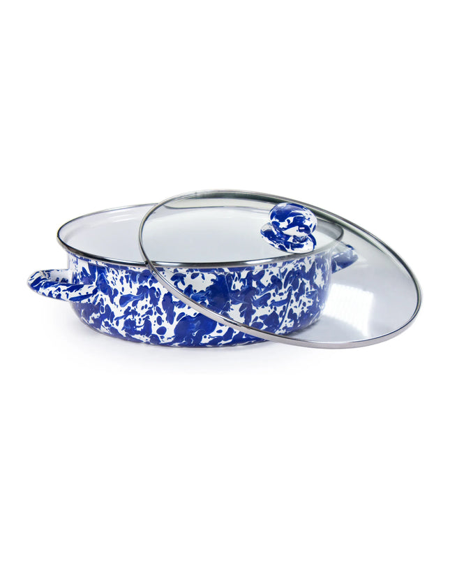 CB79 - Cobalt Swirl Small Saute Pan - Golden Rabbit Enamelware