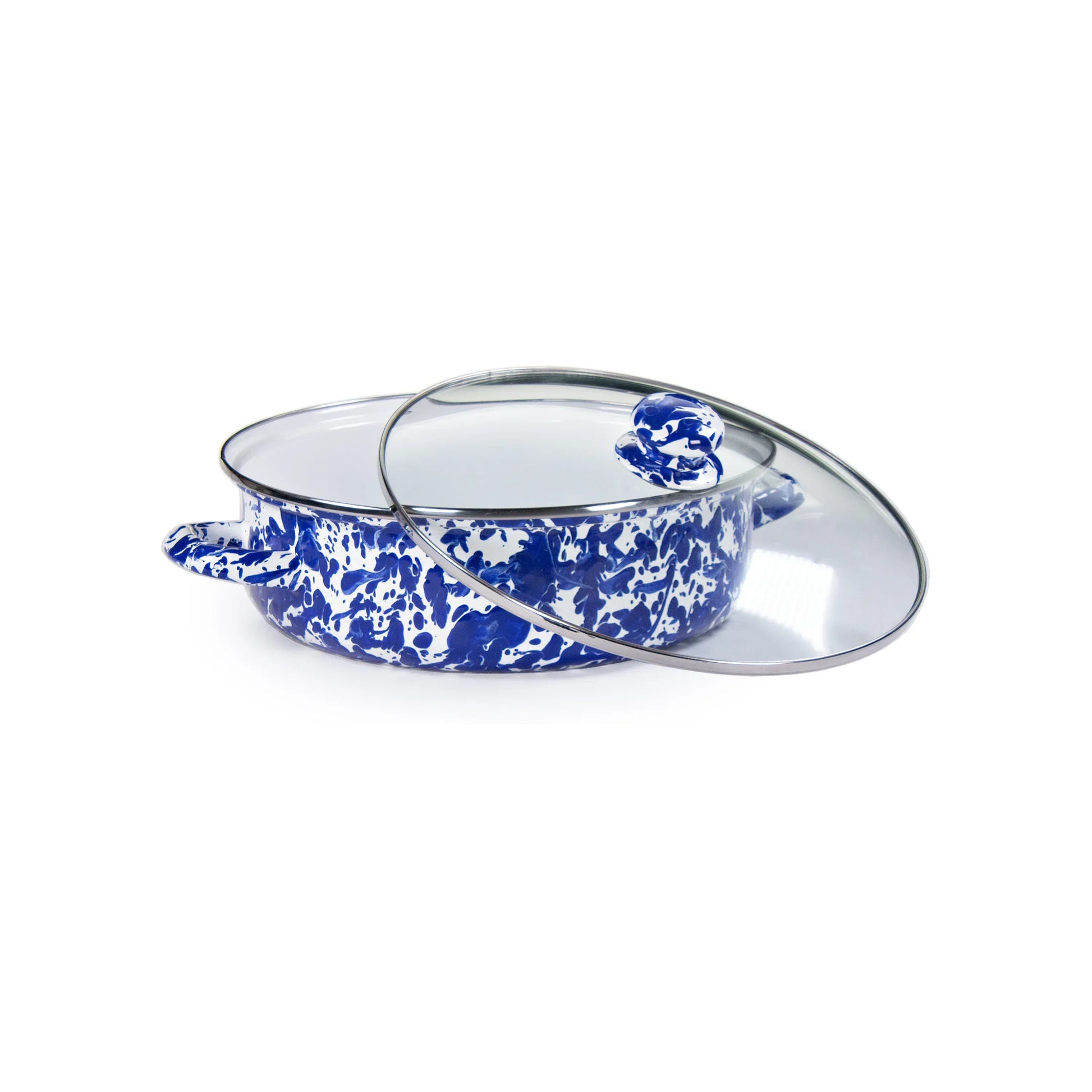 CB79 - Cobalt Swirl Small Saute Pan - Golden Rabbit Enamelware