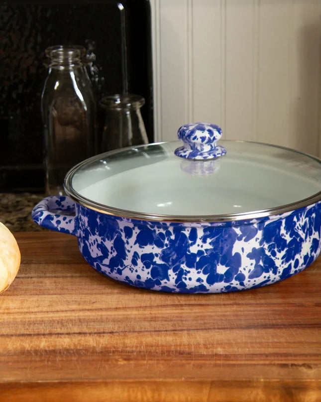 CB79 - Cobalt Swirl Small Saute Pan - Golden Rabbit Enamelware