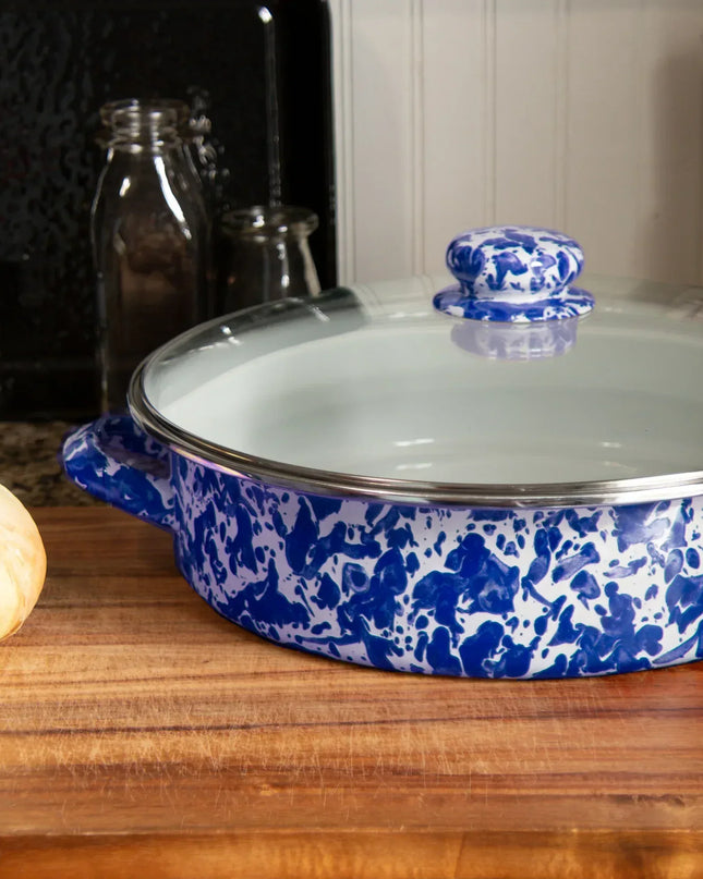 CB80 - Cobalt Swirl Large Saute Pan - Golden Rabbit Enamelware